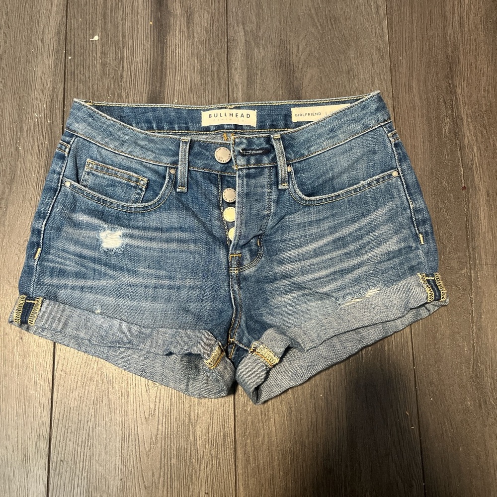 Bullhead Women's Distressed Blue Jean Shorts